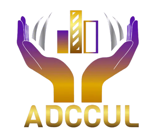 ADCCUL logo, two hands holding a growing city